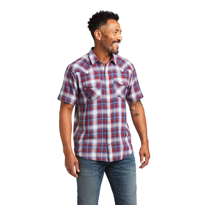 Ariat Hemden Herren - Hollis Retro Fit Rot/Blau/Weiß ( TWLBM-9427 )